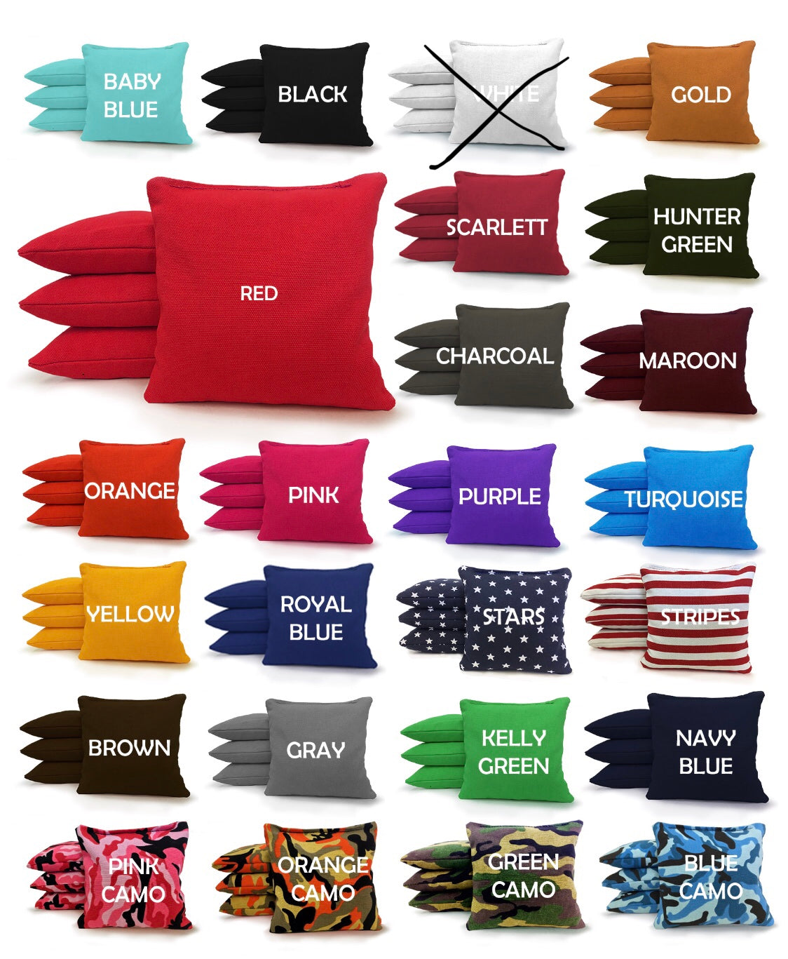 -Set of Plain All-Weather Cornhole Bags-