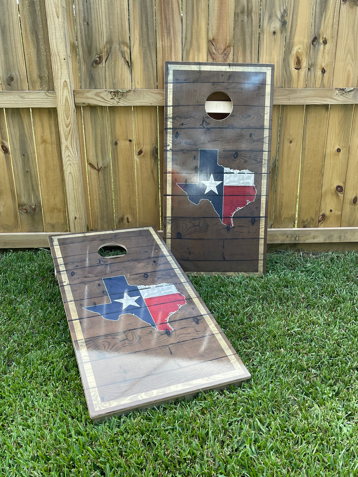 Texas Flag w/ Brown Background Pro Cornhole Boards