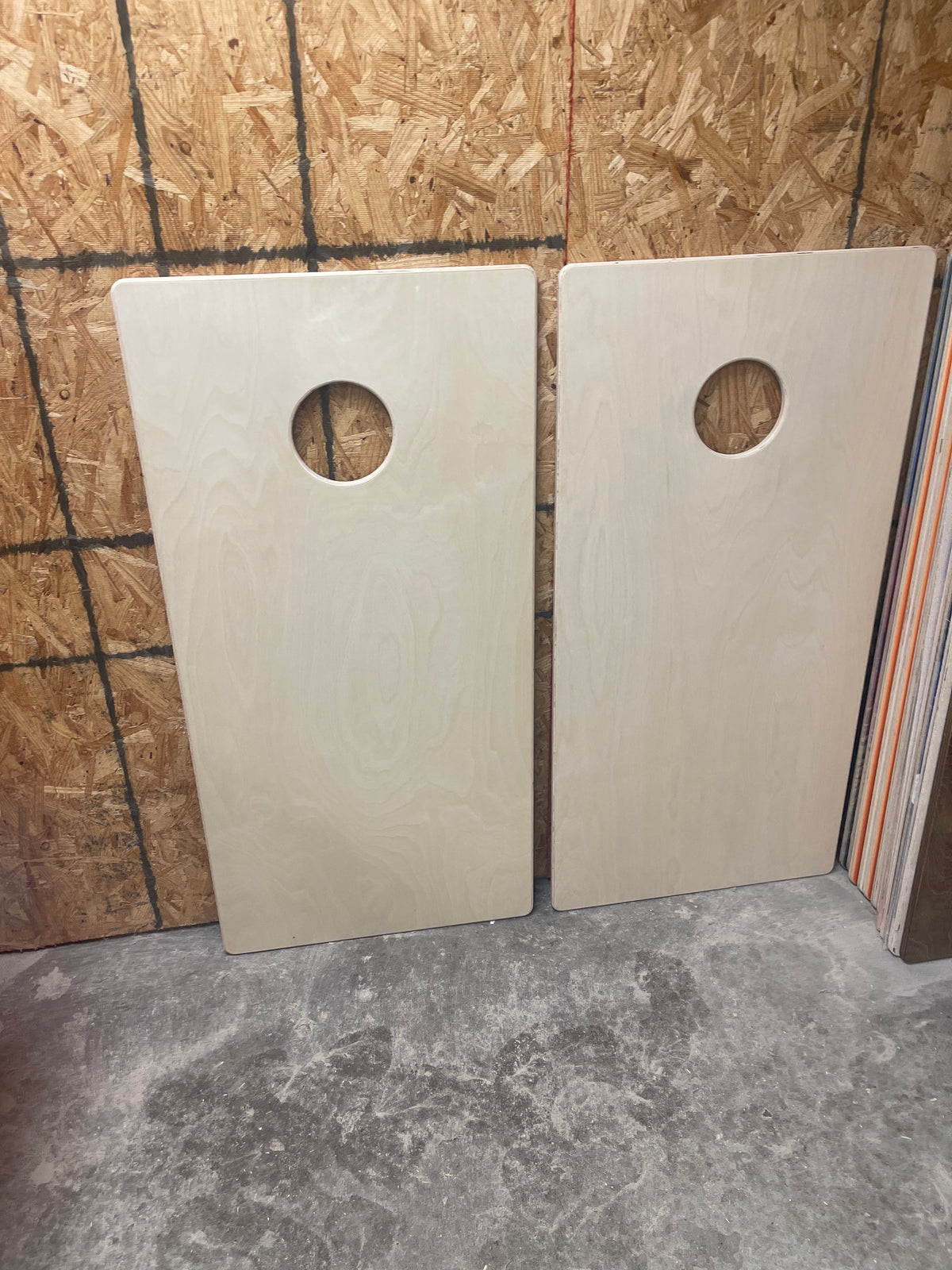 Plain unfinished set of cornhole boards
